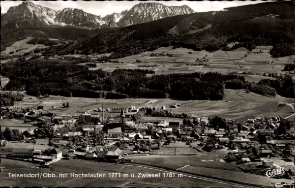 Postcard Teisendorf in Upper Bavaria, general view, Hochstaufen, Zwiesel