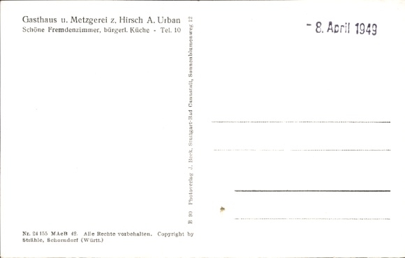Postcard Boos (near Memmingen) in Swabia, aerial photograph, inn and butcher shop z. Hirsch A. Urban