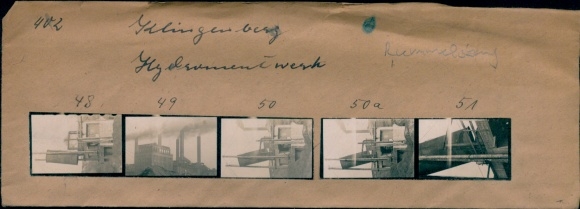 Contact print photos Berlin Rummelsburg, 5 photos approx. 4x2 cm, Klingenberg Hydromentwerk