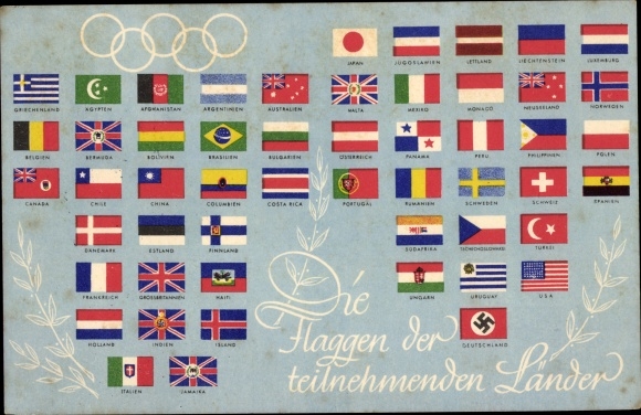PC Olympia Berlin 1936, flags of the participating countries