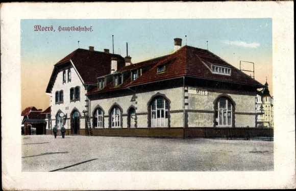 Postcard Moers on the Lower Rhine, main station