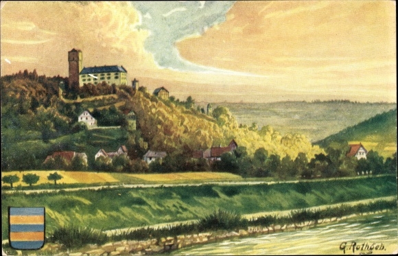 artist PC Rothgeb. G., Neckarmühlbach Hassmersheim Baden Württemberg, Gutenberg Castle