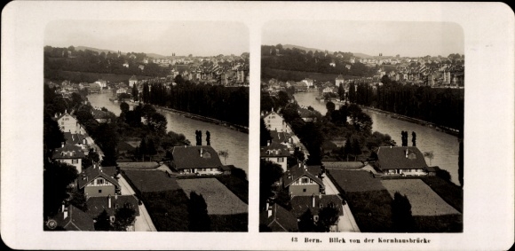 Stereo photo Bern city Switzerland, view from the Kornhausbrücke