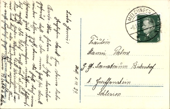 Postcard Melsungen in Hesse, view to the Lindenberg