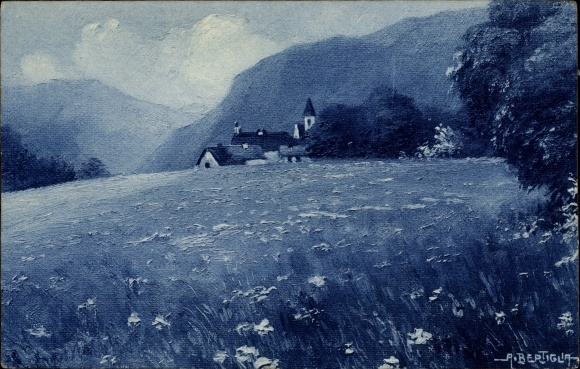KP artystyczna Bertiglia, Aurelio, scena krajobrazowa, miasto, góry