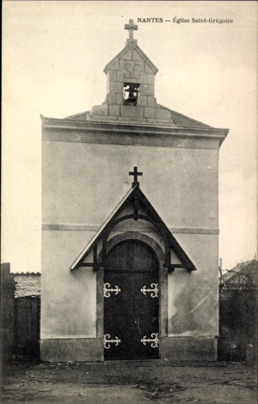 Ak Nantes Loire Atlantique,  Église Saint-Gregoire, Kirche, schwarz-weiß,  