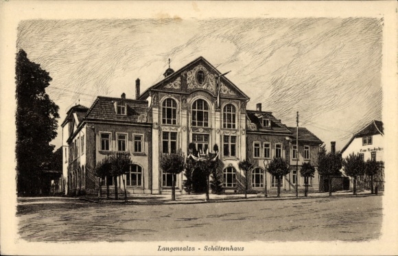 Postcard Bad Langensalza in Thuringia, Schützenhaus, architecture, no people, black and white