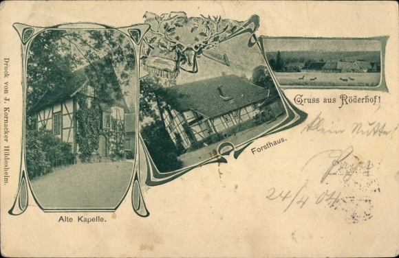 Postcard Röderhof Diekholzen in Lower Saxony, Old Chapel, Forester's House