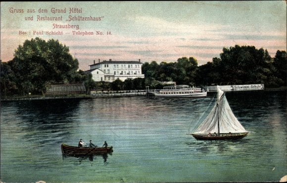 Ak Strausberg in Brandenburg, Grand Hotel Restaurant Schützenhaus, Inh. Paul Schicht