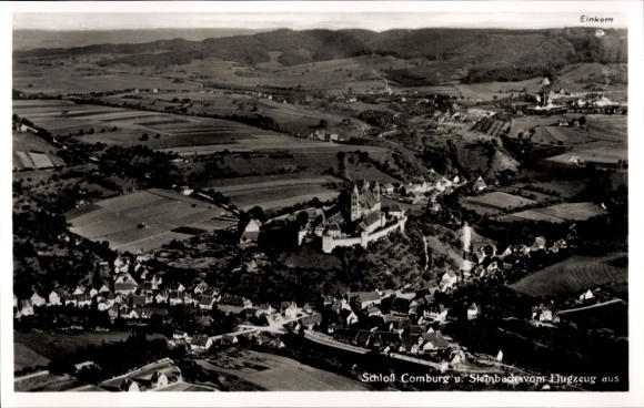 Postcard Comburg Schwäbisch Hall in Württemberg, castle, aerial photograph