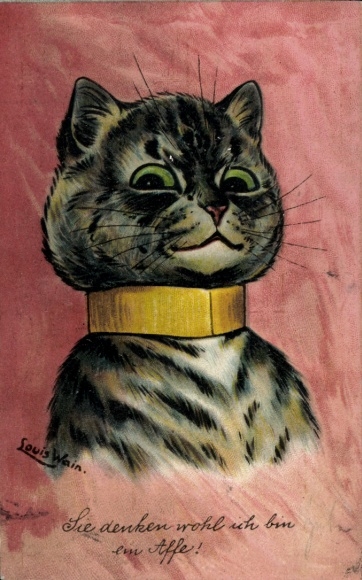 Künstler Ak Wain, Louis, Auf den Bummel geh ich jetzt, Hauskatze, Vermenschlicht, Humor