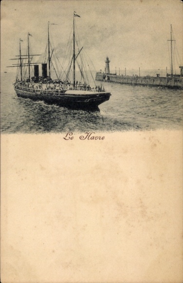 Postcard Le Havre Seine Maritime, ship on the water, lighthouse, harbor view