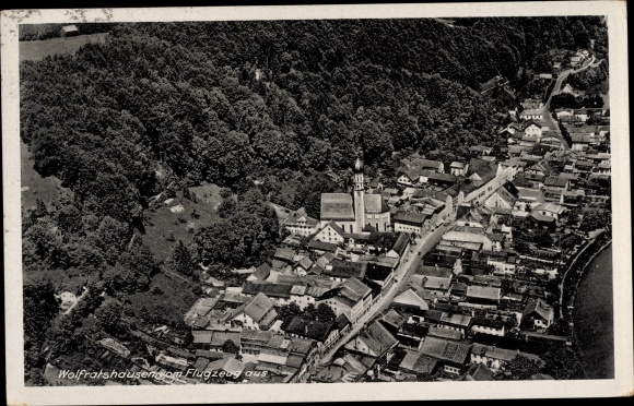 Postcard Wolfratshausen in Upper Bavaria, aerial photo