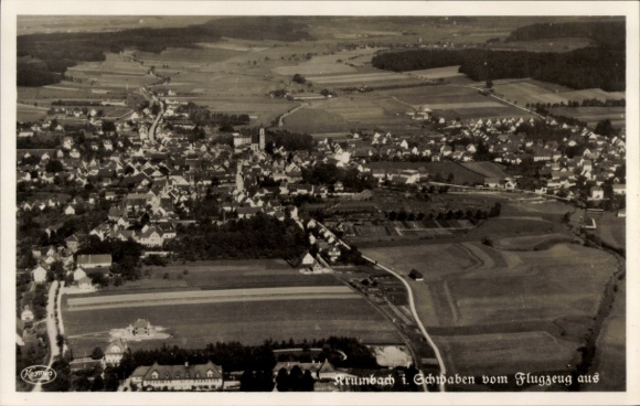 Postcard Krumbach in Swabia, Krumbad, aerial photograph