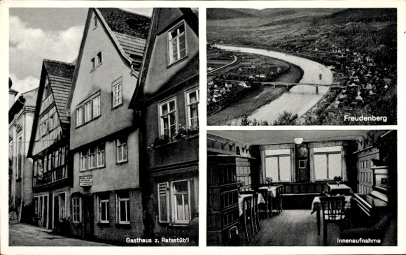 Postcard Freudenberg am Main Baden, general view, Gasthaus zum Raststüb'l