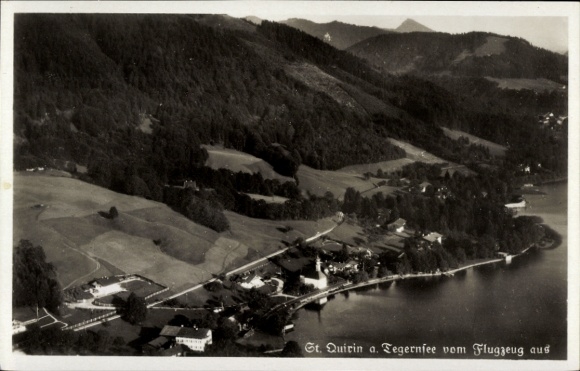 Postcard St. Quirin Gmund am Tegernsee Upper Bavaria, aerial photograph