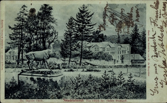 Mondschein Ak Friedrichsruh Aumühle in Lauenburg, Das Schloss des Fürsten Bismarck