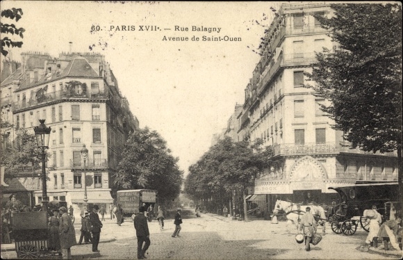 Postcard Paris XVII., Rue Balagny, Avenue de Saint Ouen