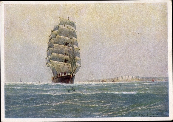 Künstler Ak Schmidt, Franz, Heimkehr, Segelschulschiff, Kriegsmarine, Steilküste, II. WK