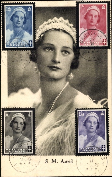 Maximum Postcard Astrid of Sweden, Queen of Belgium, portrait