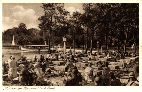 Postcard Berlin Zehlendorf Wannsee, Inn at the Peacock Island