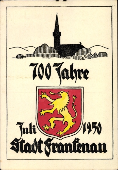 Coat of arms PC Frankenau in Hesse, 700s. City festival 8-9. July 1950