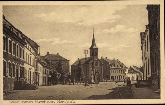 KP Hünshoven Geilenkirchen w Nadrenii Północnej-Westfalii, rynek, kościół
