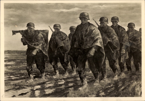 Artist Postcard Lipus, Rudolf, Through Russian Steppe, HDK 429, Wehrmacht soldiers