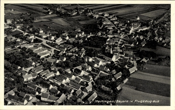 Postcard Mertingen in Swabia, aerial photograph