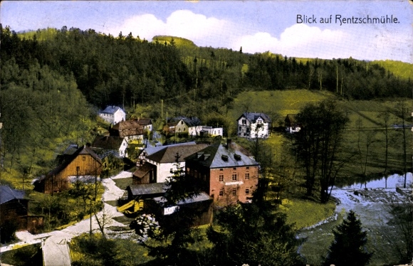 Postcard Rentzschmühle Pöhl in Vogtland, general view