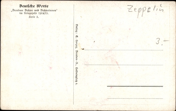 Postcard Graf Zeppelin, Holy Watch, Poem Jeanne Berta Semmig, 1st World War