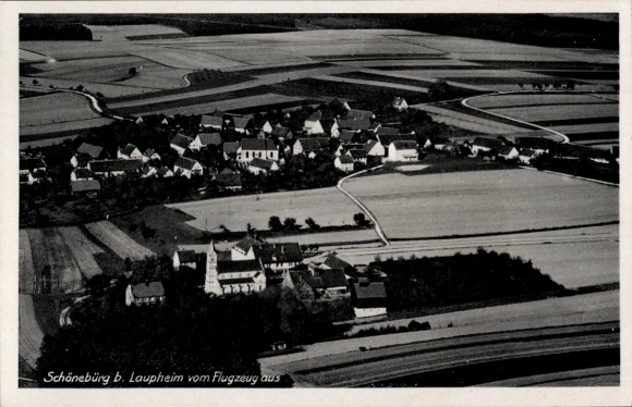 Postcard Schönebürg Schwendi in Upper Swabia, aerial photograph
