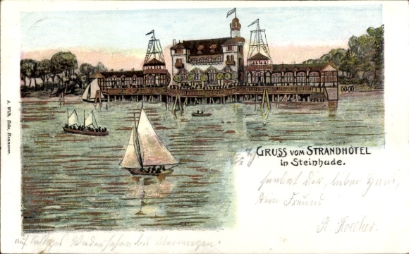Chromo-Litho Steinhude Wunstorf in Lower Saxony, beach hotel