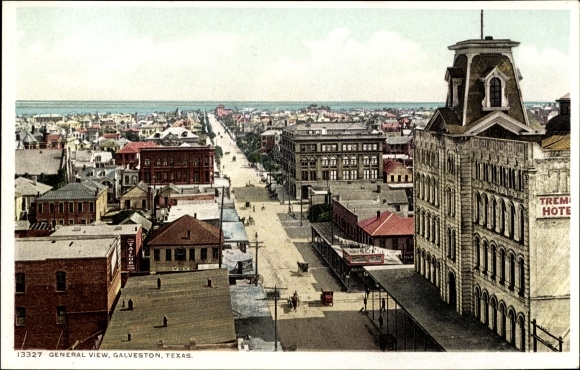 Ansichtkaart Galveston Texas USA, algemeen beeld