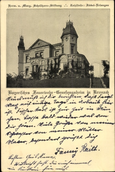 Ak Kronach in Oberfranken, Bayerisches Feuerwehr Genesungsheim