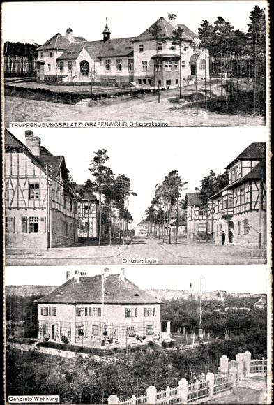 Ak Grafenwöhr in der Oberpfalz Bayern, Truppenübungsplatz, Offizierskasino, Lager, Generalswohnung