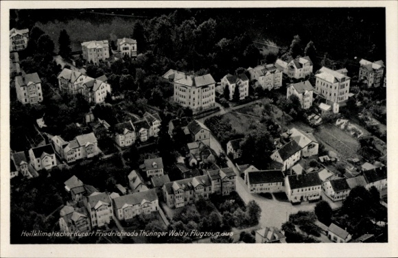 Postcard Friedrichroda in the Thuringian Forest, climatic health resort, Thuringian Forest, aerial photograph, many