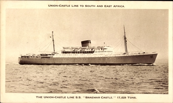 Ak SS Braemar Castle, Union-Castle Line, passagiersschip
