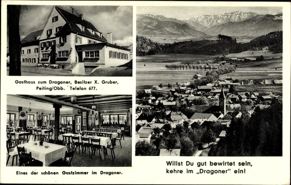 PC Peiting in Upper Bavaria, Inn zum Dragoon, interior view, total view