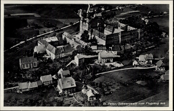 Postcard St. Peter in the Black Forest, aerial photograph