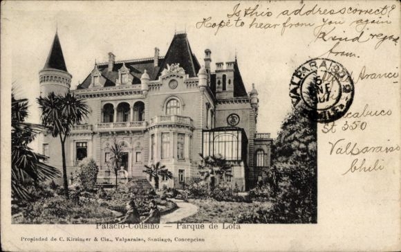 Postcard Bahía de Lota Chile, Palacio Cousino