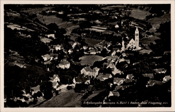 Ak Neusatz Bühl in Baden Schwarzwald, Fliegeraufnahme