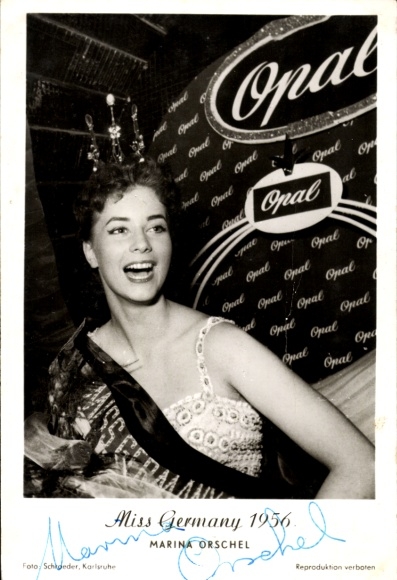 Picture actress and Miss Germany 1956 Marina Orschel, portrait, autograph