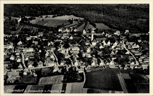 Postcard Oberndorf am Lech Swabia, aerial photograph