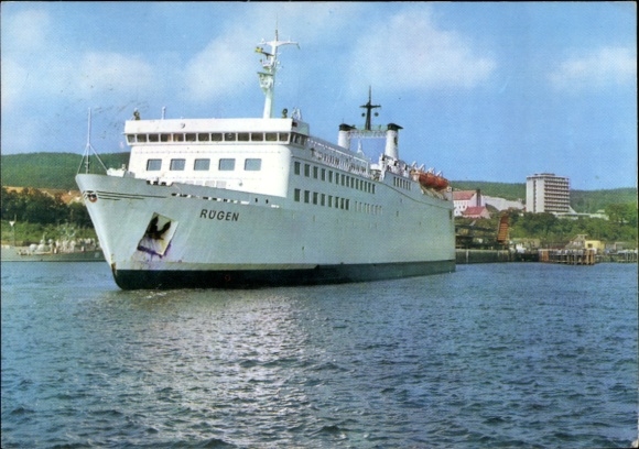 Postcard ferry MS Rügen off Sassnitz