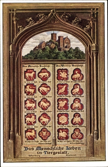 Artist PC Lutherstadt Eisenach in Thuringia, Wartburg, human life in animal form
