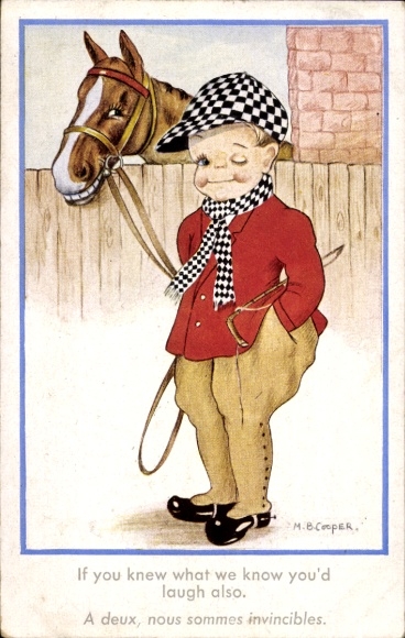 Artist Postcard Cooper, MB, Boy and Horse, portrait