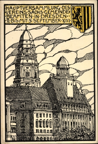artist coat of arms PC Dresden old town, general meeting d. saxon Municipal officials, 1911