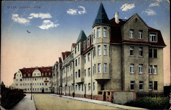 Postcard Riesa on the Elbe Saxony, Sedanstrasse