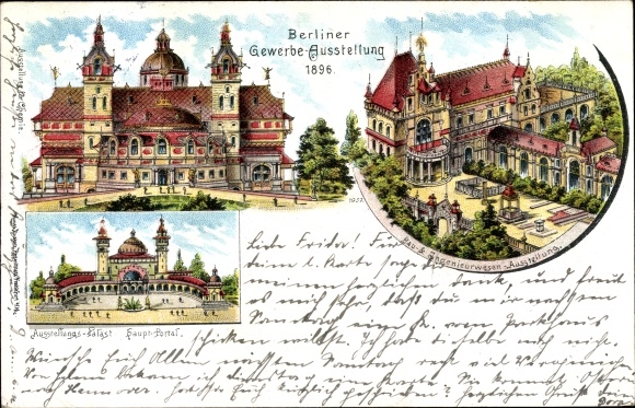 Chromo-Litho Berlin, Trade Exhibition 1896, Building and Engineering Exhibition, Exhibition Palace